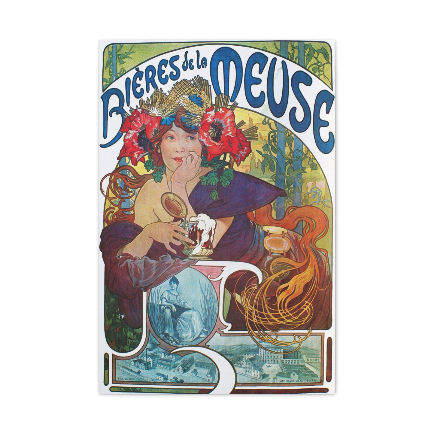 Art Nouveau 'Bieres de la Meuse' Matte Canvas Print - Stretched Wall Art